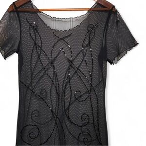 vintage black sheer sequined dress